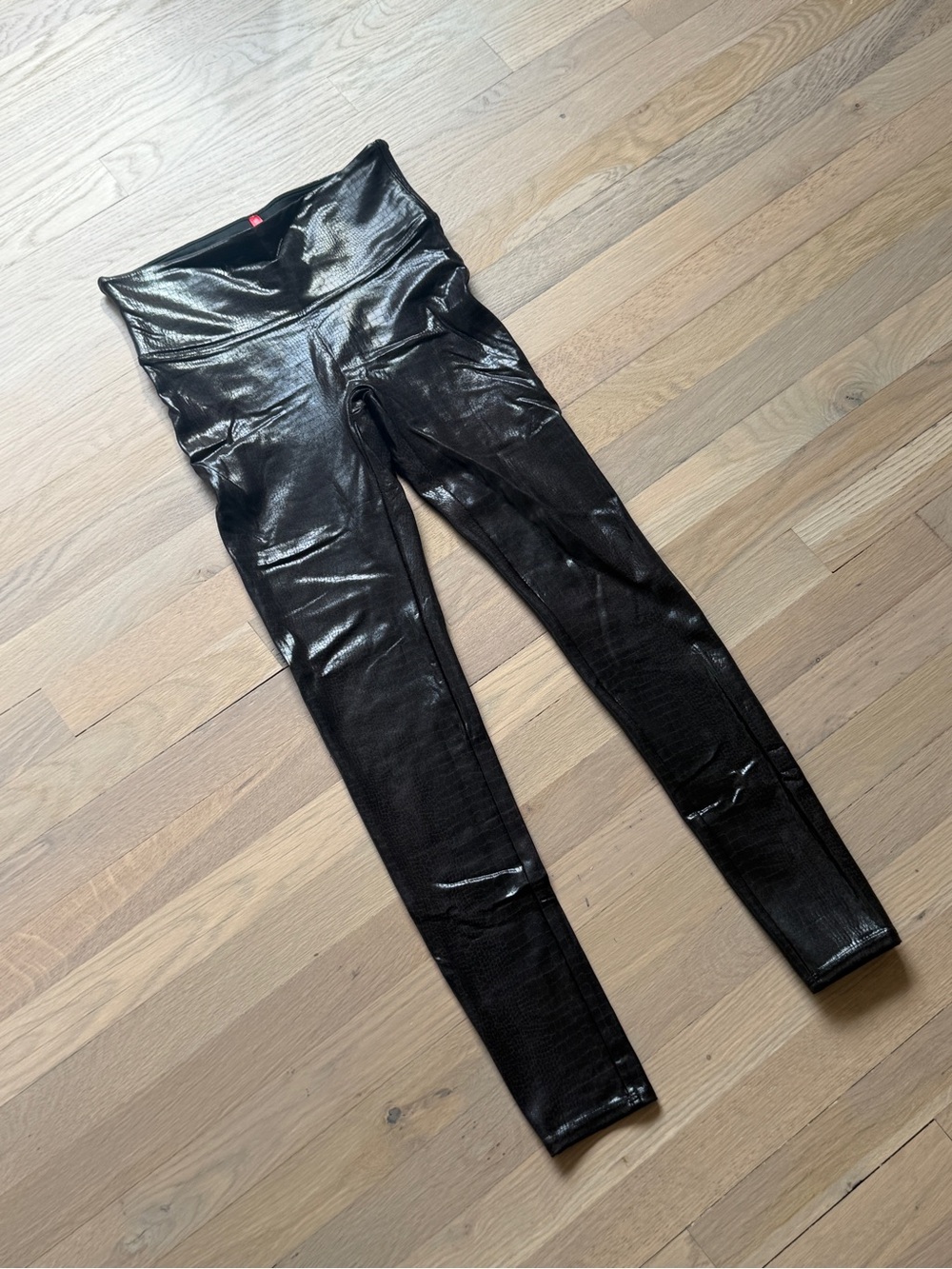 SPANX Brown Crocodile Faux Leather Leggings / Size M
